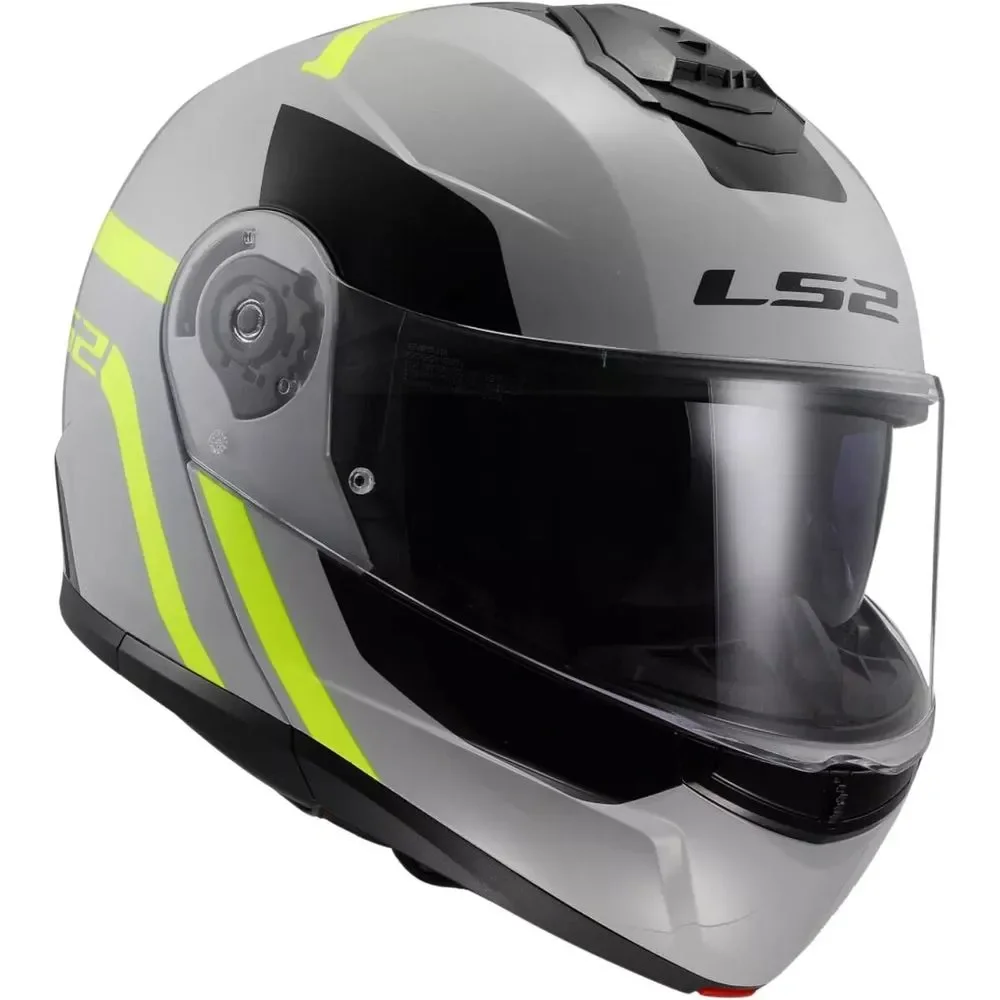 Capacete LS2 FF908 Strobe 2 Articulado Autox Cinza/Amarelo Flúor